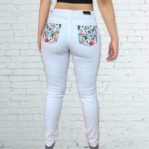 Rocawear Embroidered Printed Skinny Legged Jeans